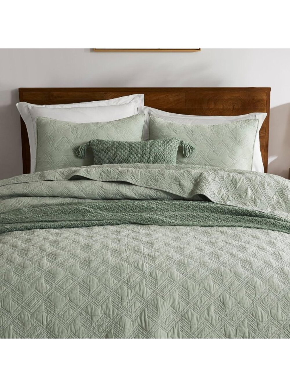 Oversized King Quilt Set - 100% Cotton Sage Green Bedspread, Soft Lightweight